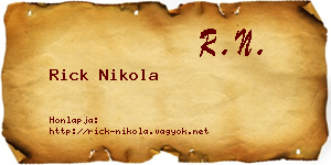Rick Nikola névjegykártya